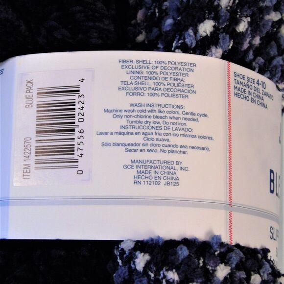 Jane & Bleecker Slipper Socks 2 Pairs Blue - Picture 3 of 6